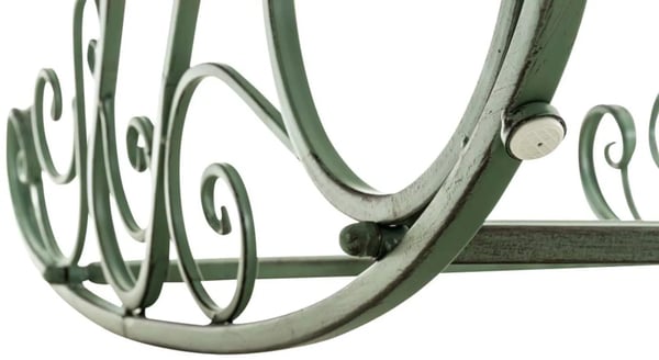 Sæt med 2 antikke grønne Smilla gyngestole i metal til have/terrasse/indendørs brug