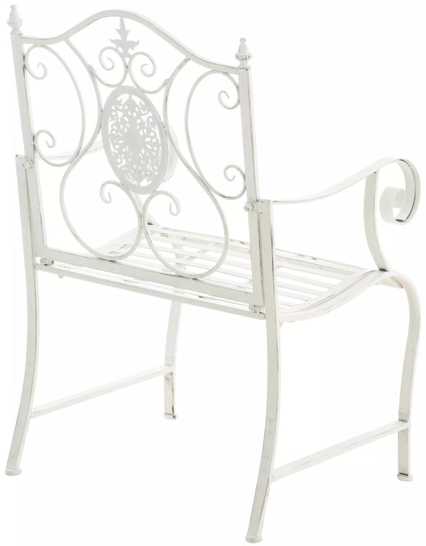 Sæt med 2 antikhvide Art Nouveau metal havestole