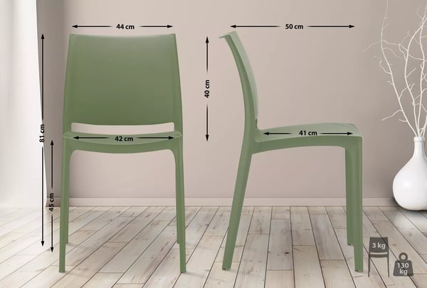 MAYA Stabelbar Plastik Sidestol, Oliven