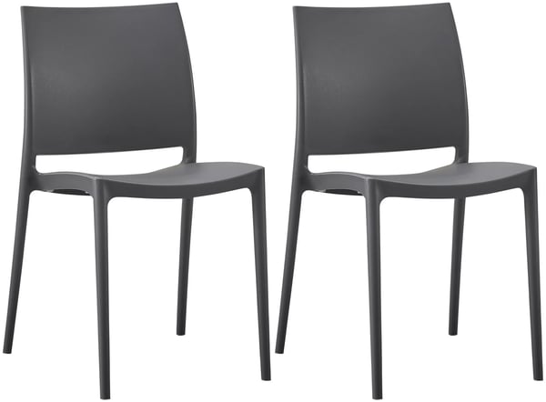 Set med 2 Meton stapelbara trädgårdsstolar i plast, mörkgrå