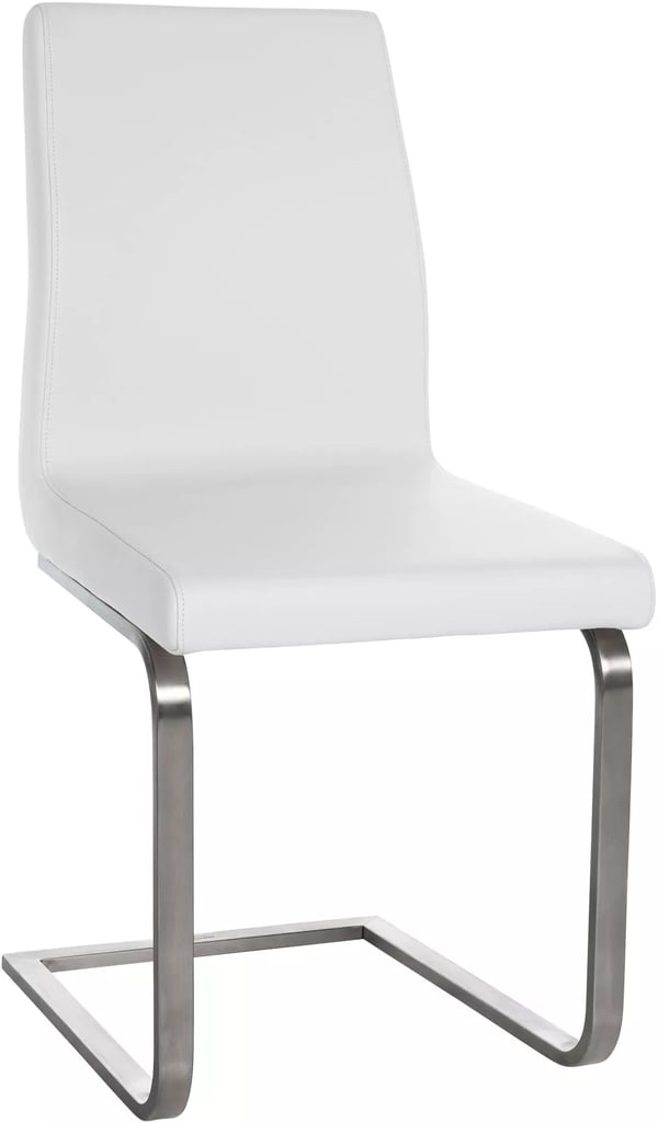 Belfort Spisebordsstol i Kunstlæder - Hvid, Stel i Rustfrit Stål, Moderne Cantilever Design