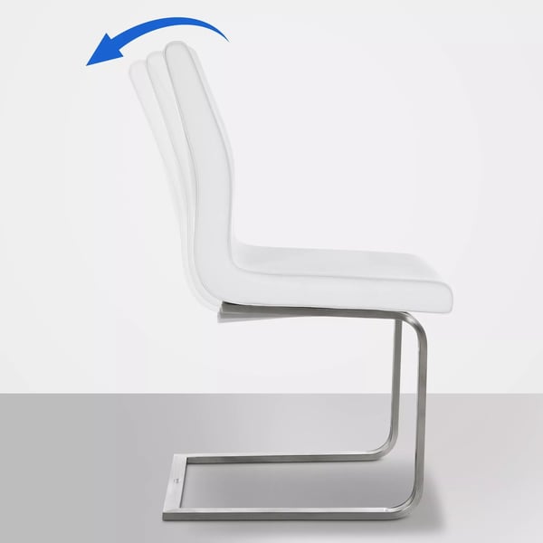 Belfort Spisebordsstol i Kunstlæder - Hvid, Stel i Rustfrit Stål, Moderne Cantilever Design