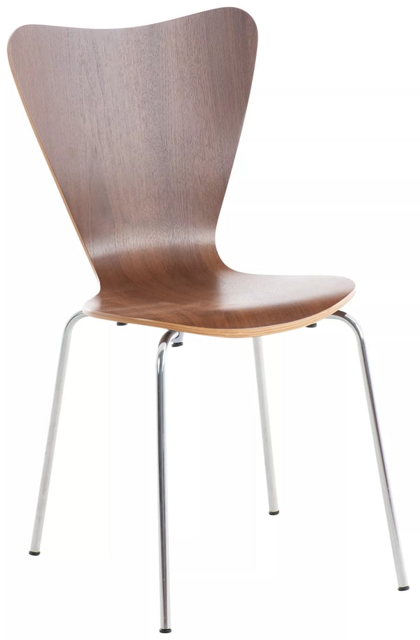 Calisto Stabelbar Gæstestol, Valnøddetræsæde og Kromlook Metalstel, Moderne Funktionelt Design til Kontor, Arrangementer og Hjem