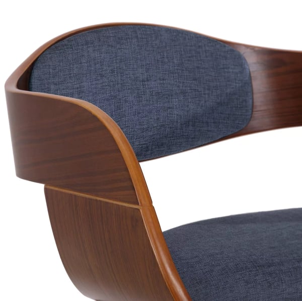 Kingston valnød/blå stof gæstestol med træ 4-bens stel
