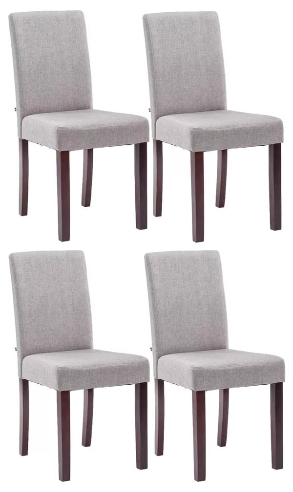 Set med 4 Ina Ljusgrå Tygmatsalsstolar med Träben
