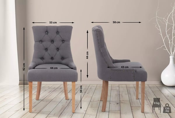 Aberdeen ruokatuoli, tummanharmaa kangasverhoilu, puurunko