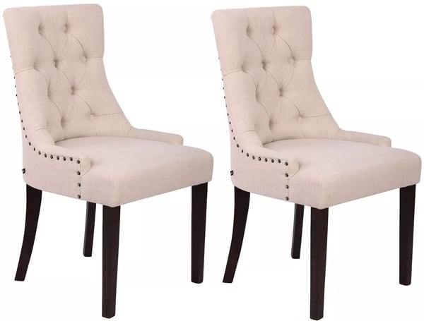 Aberdeen Gräddfärgade Tygmatsalsstolar (Set om 2) med Trästomme - Eleganta och Bekväma Köksstolar