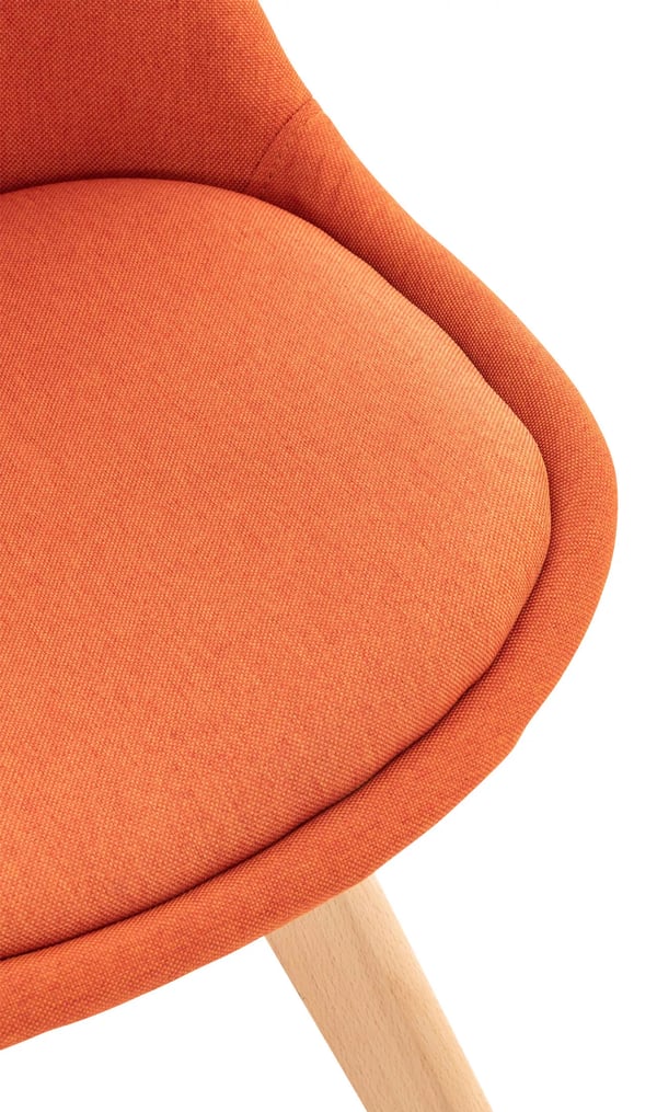 Orange spisebordsstol i imiteret læder med træben