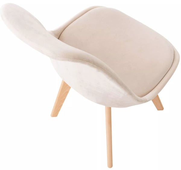 Sæt med 4 beige spisebordsstole i imiteret læder med træramme