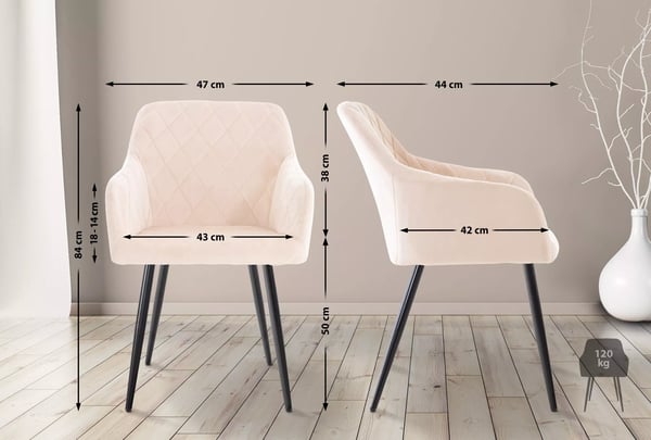 Shila ruokapöydän tuoli, beige sametti, metallirunko