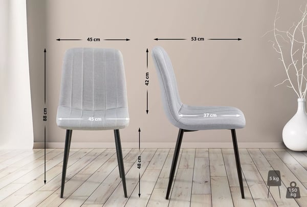 Dijon Grå Polstret Spisestuestol med Metalramme