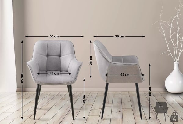 Grå tygmatstol med metallram