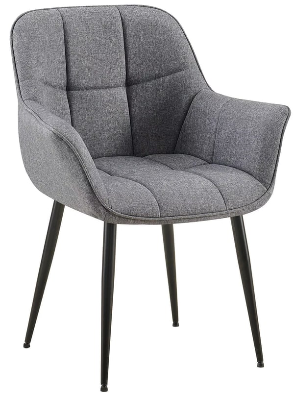 Roseville Spisebordsstol Mørkegråt Stof med Metalstel, Komfortabel Polstret Sæde og Ryglæn, Moderne Design, 150 kg Kapacitet