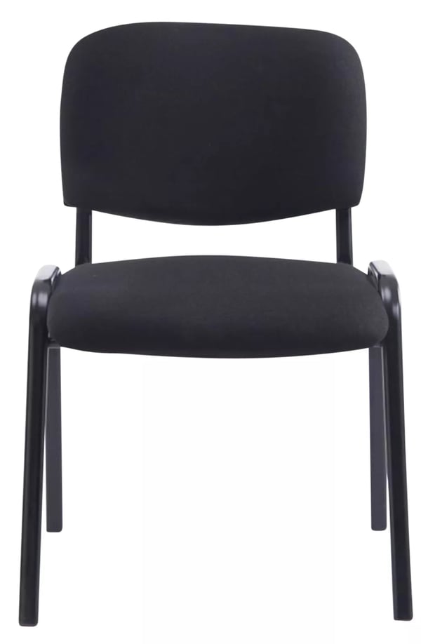 Sæt med 4 XL Ken stofstole - Sort stof med mat sort metalramme, stabelbare, 150 kg kapacitet