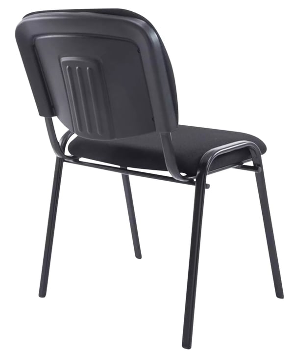 Sæt med 4 XL Ken stofstole - Sort stof med mat sort metalramme, stabelbare, 150 kg kapacitet
