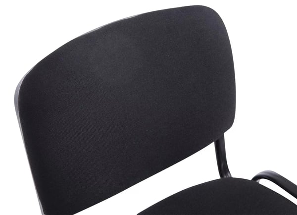 Sæt med 4 XL Ken stofstole - Sort stof med mat sort metalramme, stabelbare, 150 kg kapacitet