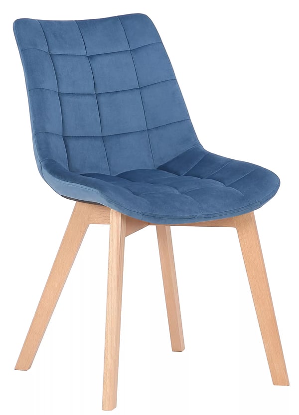 Set med 2 blå sammetsstolar med träben