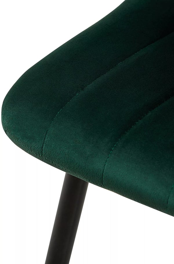Sæt med 4 grønne velourstole med metalstel