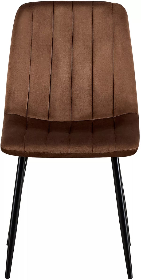 Sæt med 4 Dijon brune velourstole med metalstel - Gulvbeskyttere inkluderet - Nem pleje stof - Moderne tidløst design - 4-benet robust stel