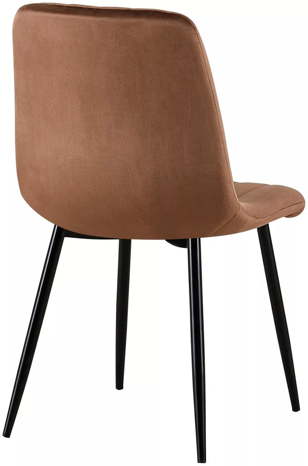Sæt med 4 Dijon brune velourstole med metalstel - Gulvbeskyttere inkluderet - Nem pleje stof - Moderne tidløst design - 4-benet robust stel
