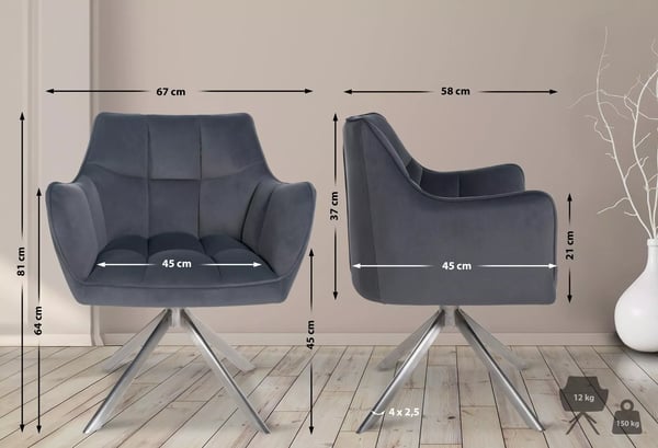 Swing sammetsmatstol rostfritt stål