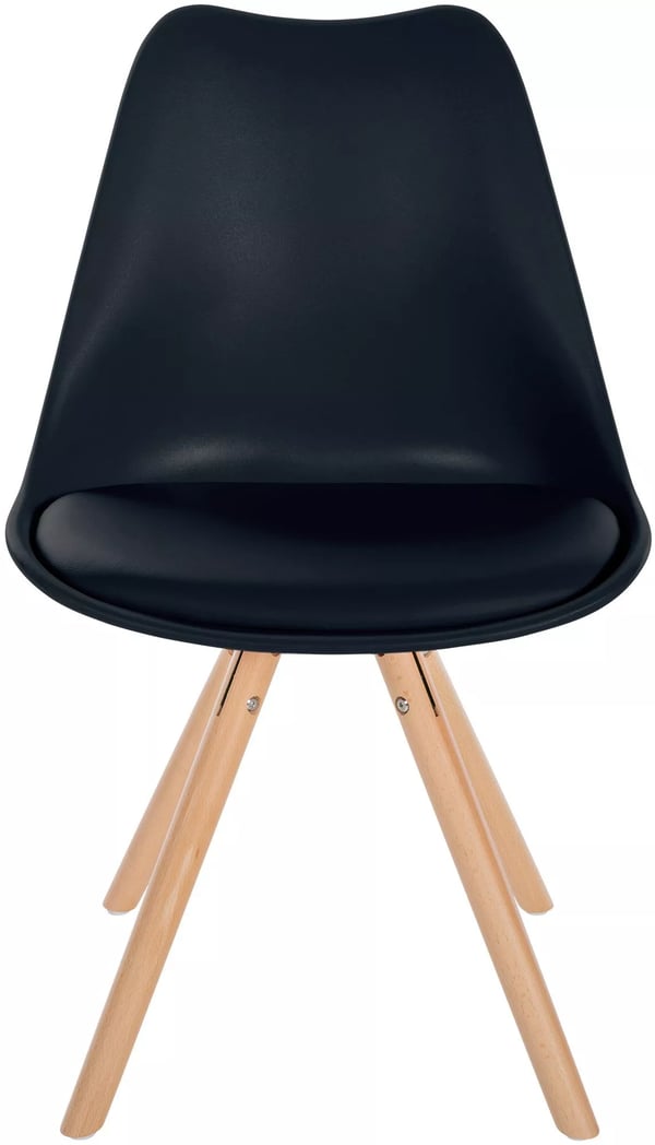 Sofia Sort Plastik Gæstestol med Naturtræsben - Moderne Kunstlædersæde, Komfortryglæn, 81cm H x 48cm B
