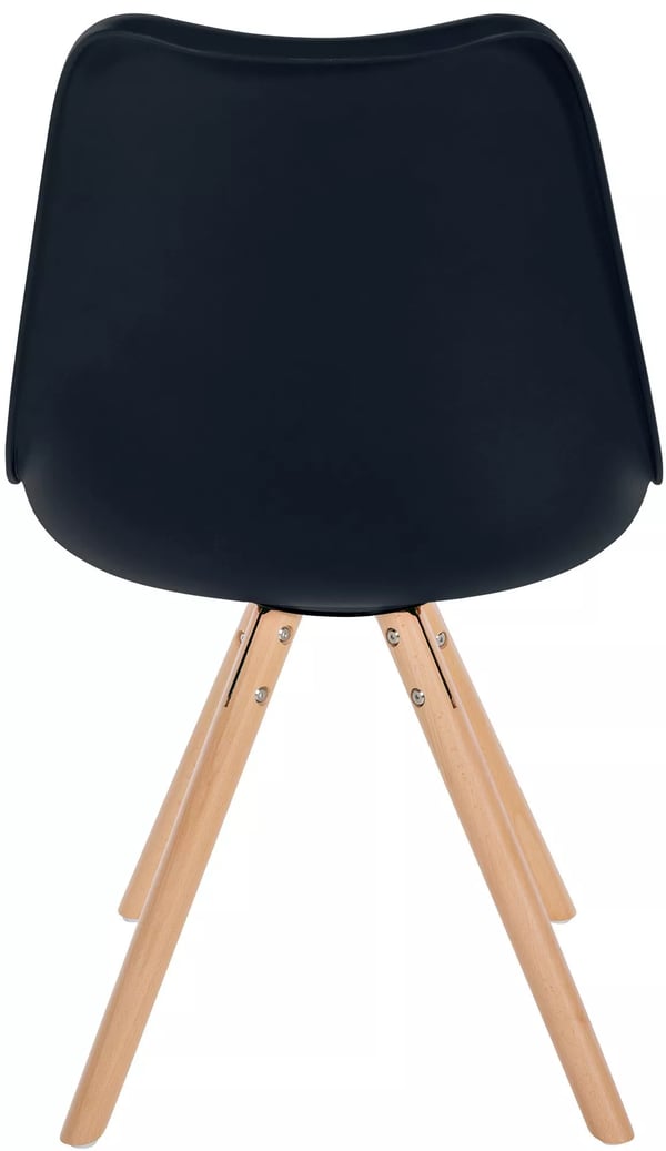 Sofia Sort Plastik Gæstestol med Naturtræsben - Moderne Kunstlædersæde, Komfortryglæn, 81cm H x 48cm B