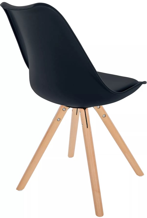 Sofia Sort Plastik Gæstestol med Naturtræsben - Moderne Kunstlædersæde, Komfortryglæn, 81cm H x 48cm B
