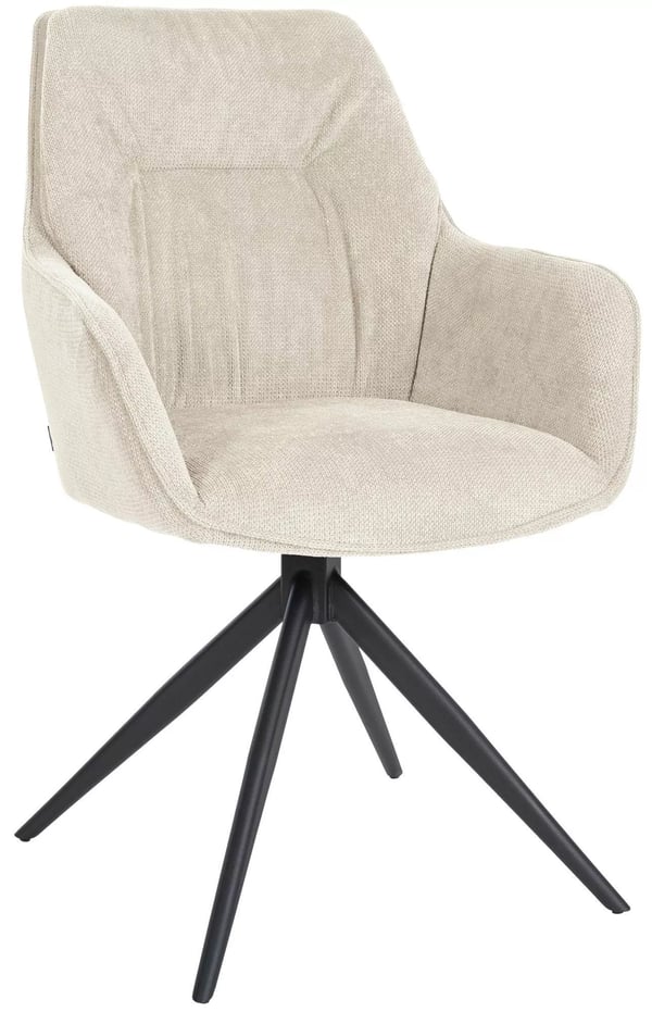 Jules Cream drejelig spisebordsstol - Mat sort metalramme