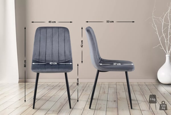 Dijon Ruokatuoli, Tummanharmaa, Metallirunkoinen, Mukava Istuin