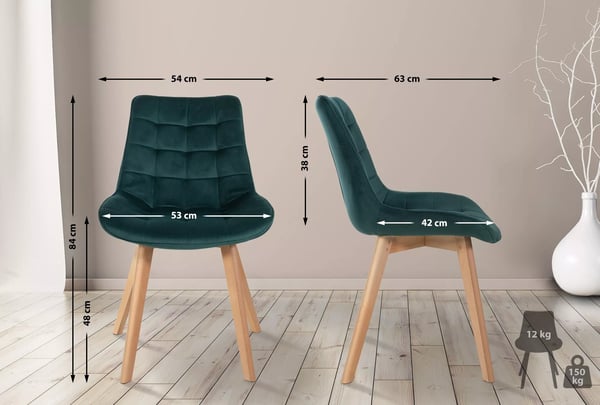 Brook samettituoli 84cm vihreä, 2 kpl