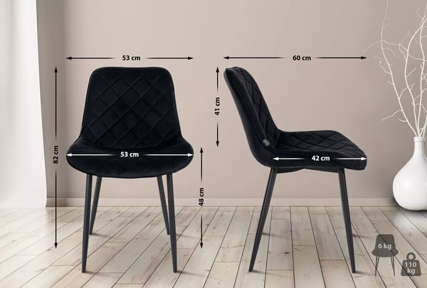 Springs Samettituolit 4 kpl – Musta, Mattamusta Metalli, Tikattu