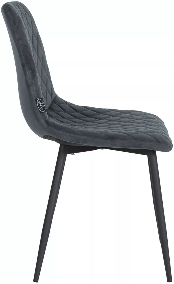 Sæt med 4 mørkegrå velour spisebordsstole med matsorte metalben - Telde Model