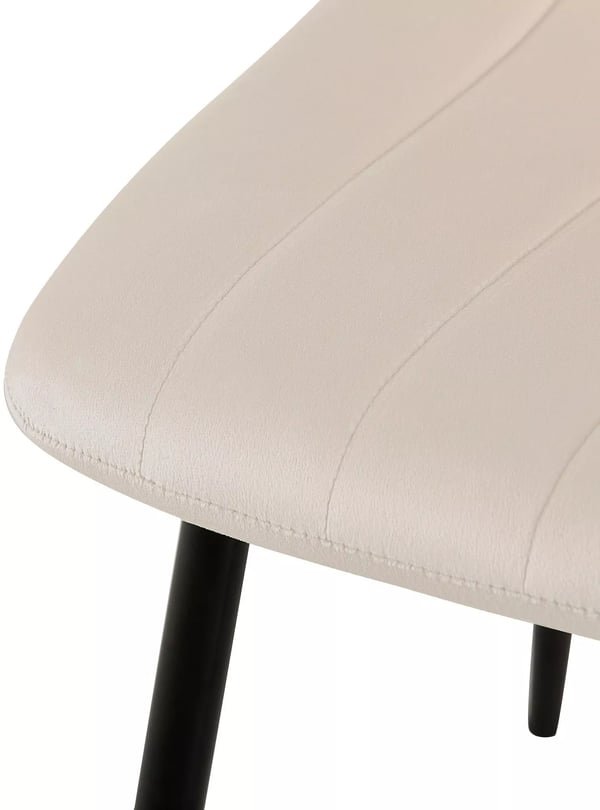Sæt med 4 Dijon fløjlsstole - Creme, metalramme