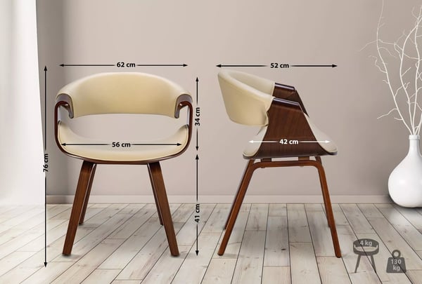 Foley Keinonahkainen Ruokap'yt'n Tuoli (Walnut/Cream)