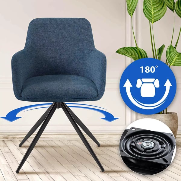 Ruokatuoli Olema, sininen kangas, mattamusta metallijalka
