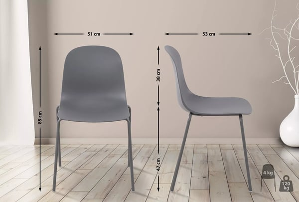 Hardin Stabelstol - Mørkegrå Polypropylen Sæde, Pulverlakeret Stålramme - Indendørs/Udendørs, Vejrbestandig, Pladsbesparende