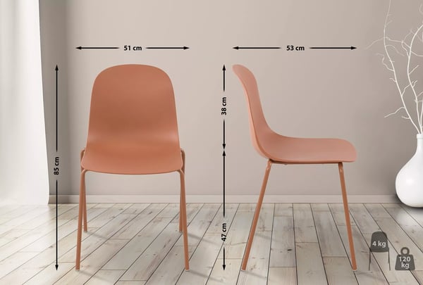 Hardin Stabelstol - Terracotta Polypropylen Sæde, Pulverlakeret Stålramme