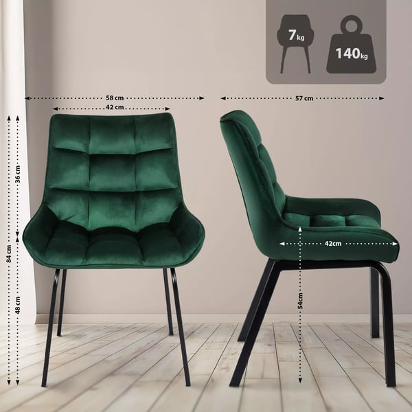 Green Saranda samettituoli matta mustalla metallirungolla