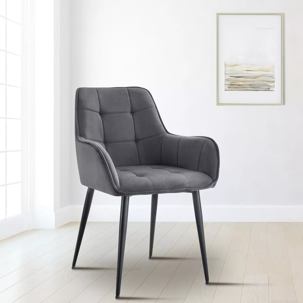 Ferndale Mørkegrå Fløjl Spisestuestol med Metalramme, 62x58x86 cm