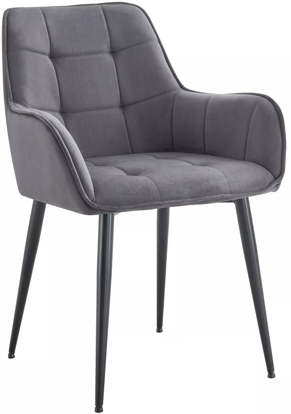 Ferndale Mørkegrå Fløjl Spisestuestol med Metalramme, 62x58x86 cm