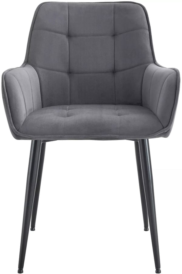 Ferndale Mørkegrå Fløjl Spisestuestol med Metalramme, 62x58x86 cm
