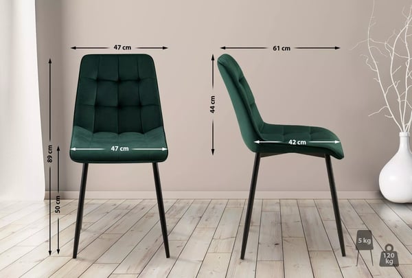 Gifford Ruokapöydäntuoli, Vihreä Sametti, Matta Musta Metalli Jalka