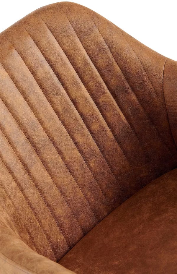 Welby Vintage Spisebordsstol, Lysebrunt Kunstlæder med Mat Sort Metalstel, 180 Drejefunktion