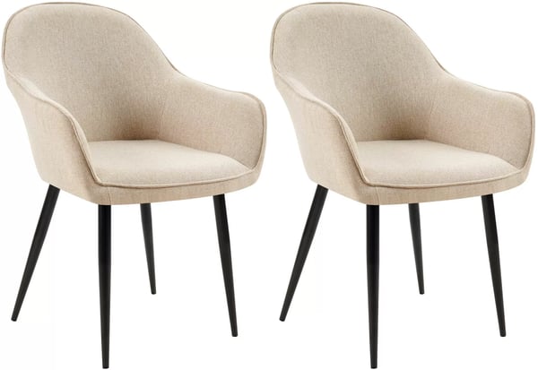 Set med 2 Boise matstolar i tyg, taupe, med metallram