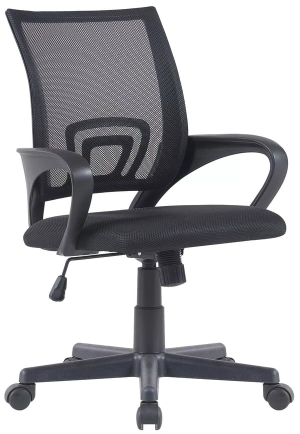 Genius Ergonomisk Kontorstol med Netryg, Justerbar Højde, Vippemekanisme og Holdbar Plastramme - Sort