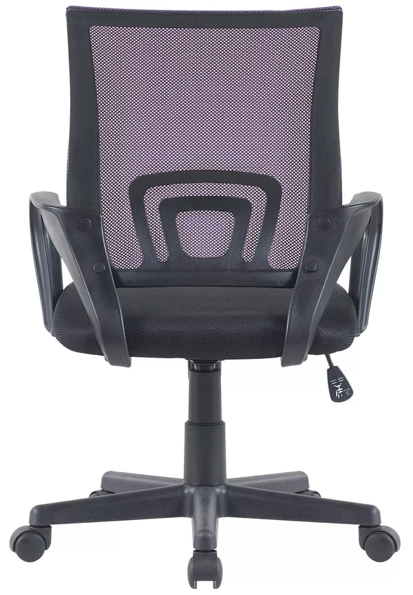 Genius kontorstol - Lilla imiteret læder med plastikstel, ergonomisk netryg, justerbar højde og vip, 120 kg maks. belastning