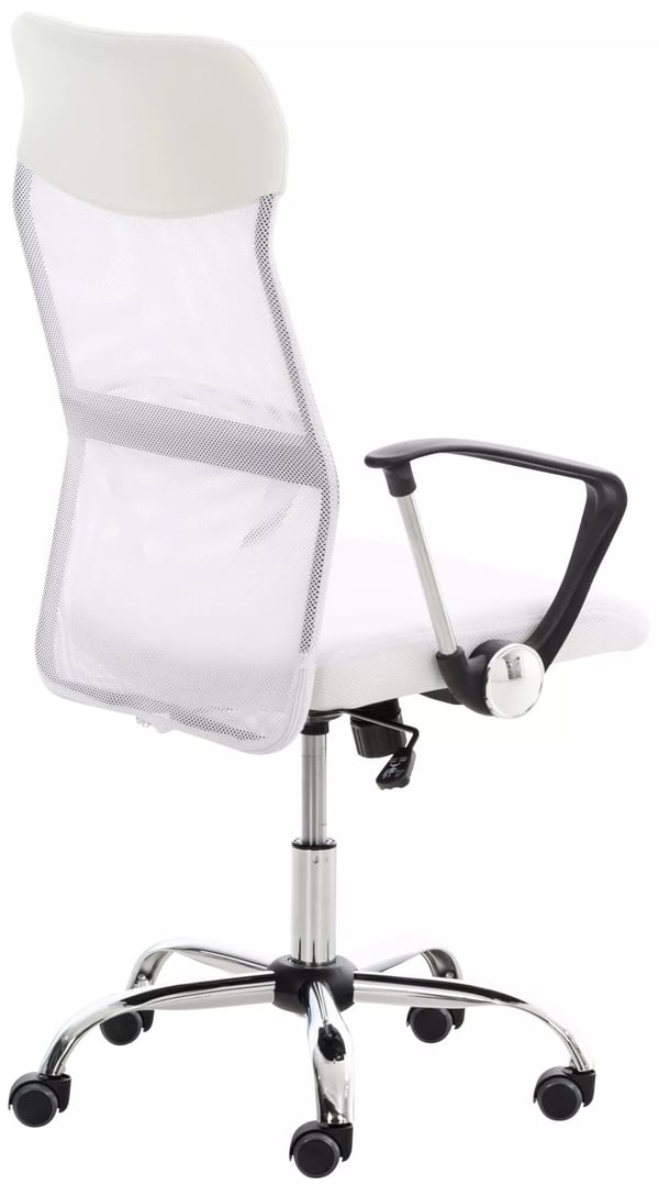Ergonomisk kontorstol Washington, hvid kunstlæder, krom-look metalstel