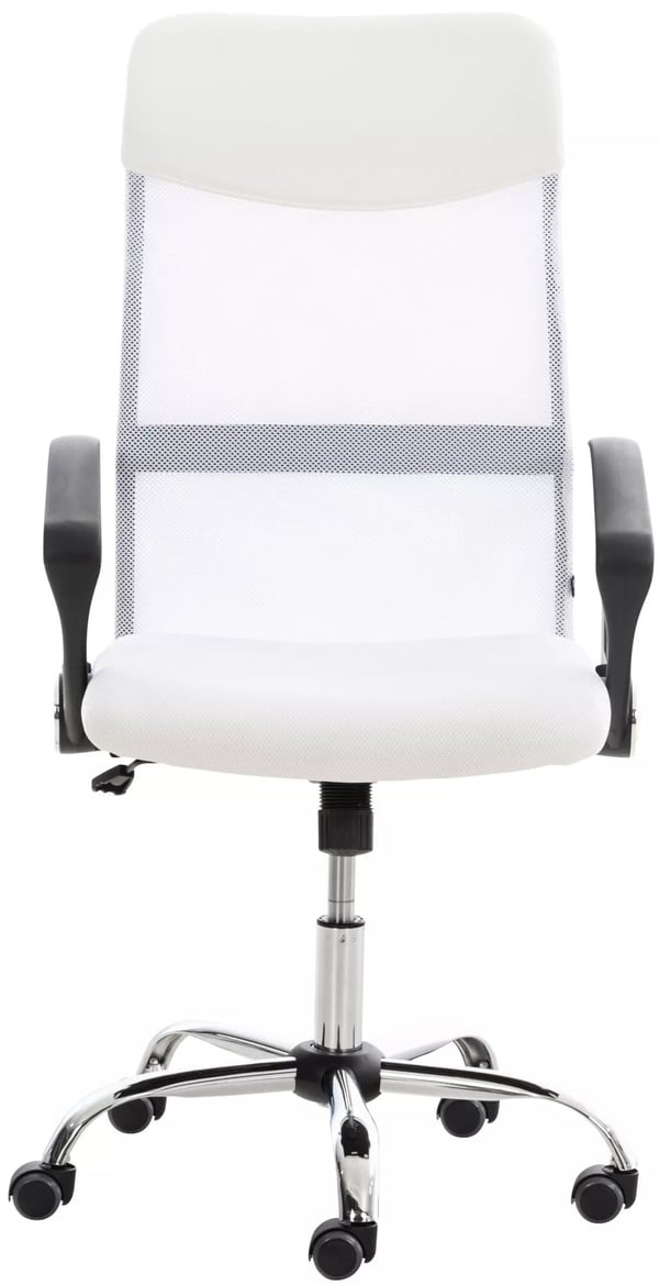 Ergonomisk kontorstol Washington, hvid kunstlæder, krom-look metalstel