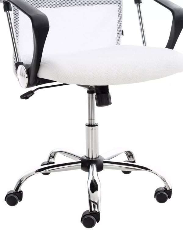Ergonomisk kontorstol Washington, hvid kunstlæder, krom-look metalstel